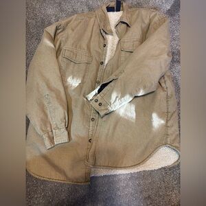 Route 66 Men's Beige Sherpa-Lined Shirt Jacket
